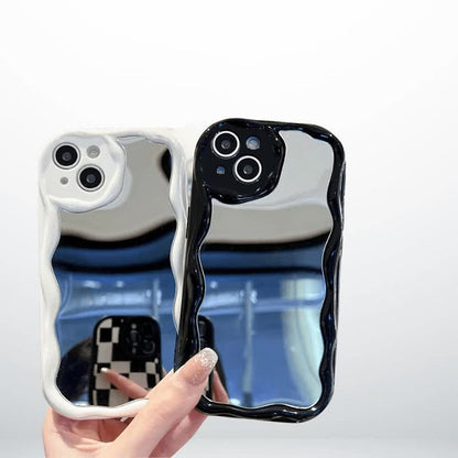 Étuis miroir ondulés noir et blanc pour iPhone