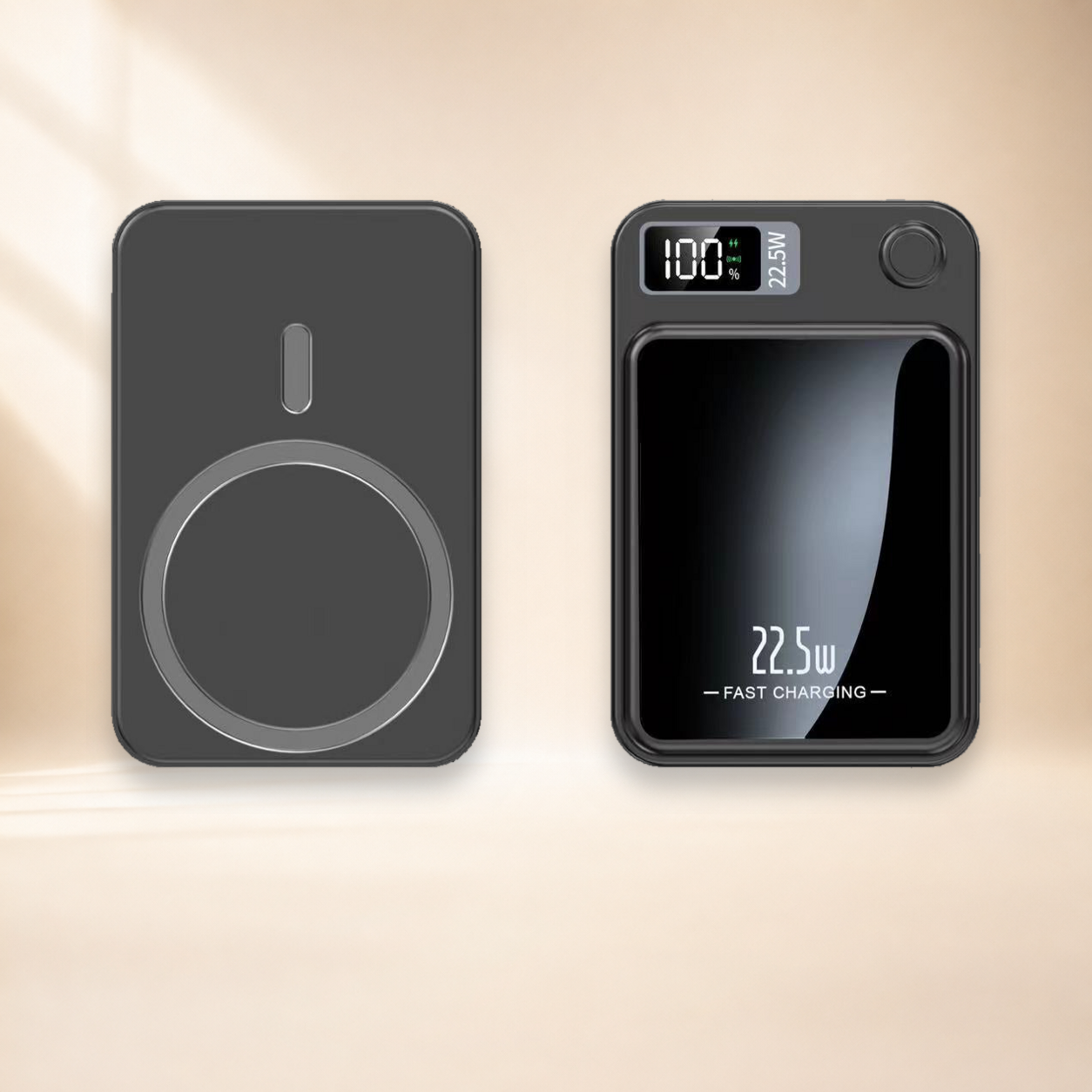 Chargeur magnétique noir – vues avant et arrière
