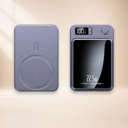 Chargeur magnétique violet – vues avant et arrière
