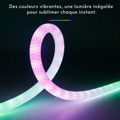 Corde LED Néon RGB, détail de la lumière multicolore