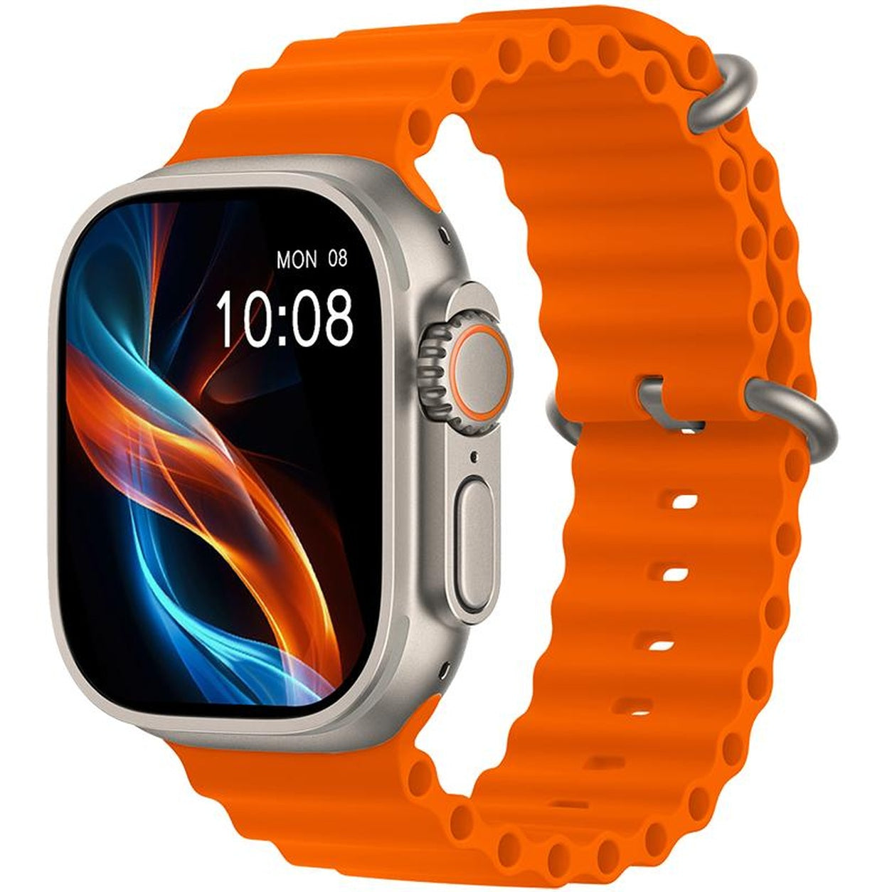 Montre connectée HK10 Ultra-A, boîtier argent et bracelet orange