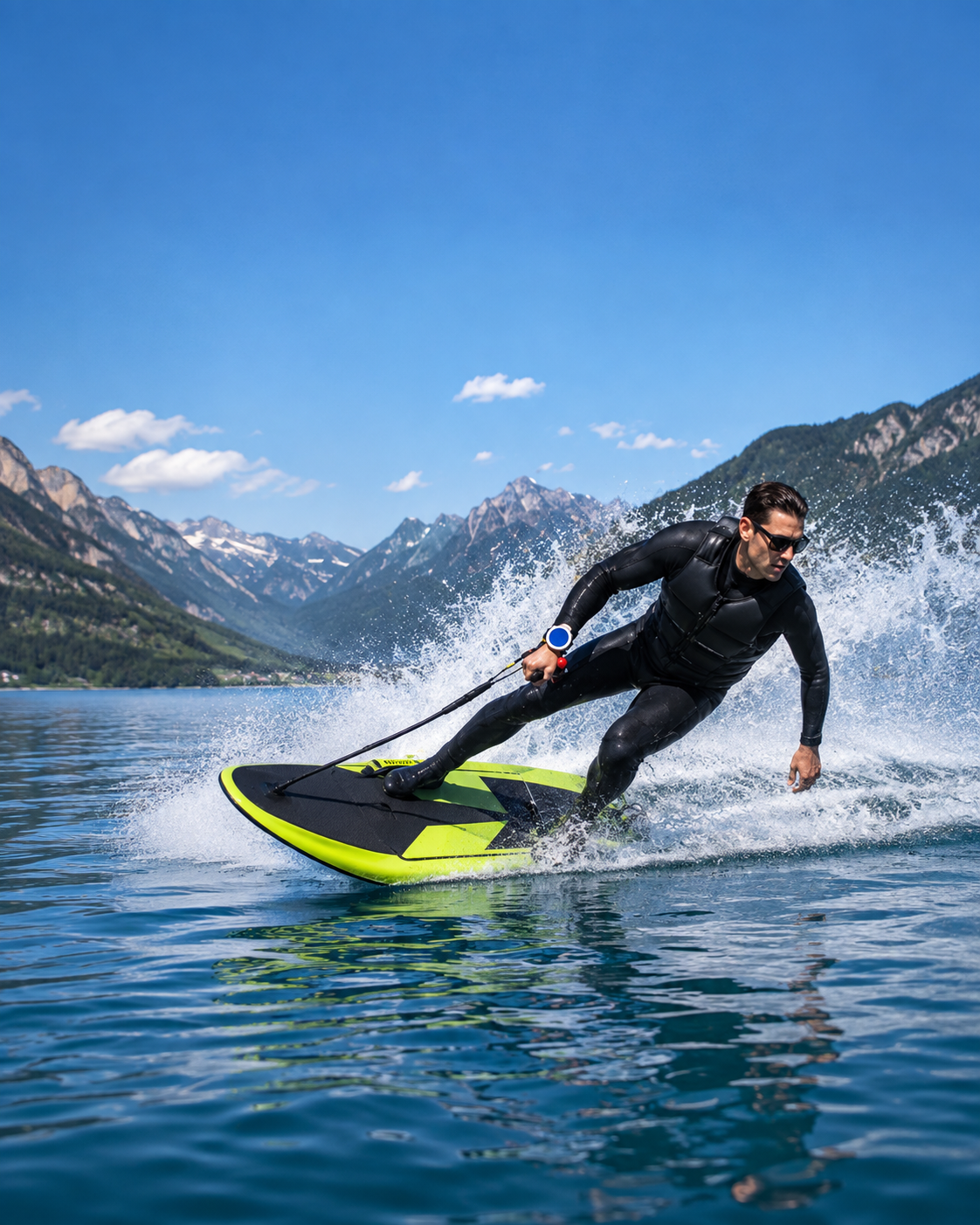 RUSH WAVE RIDER H1 en action sur un lac alpin