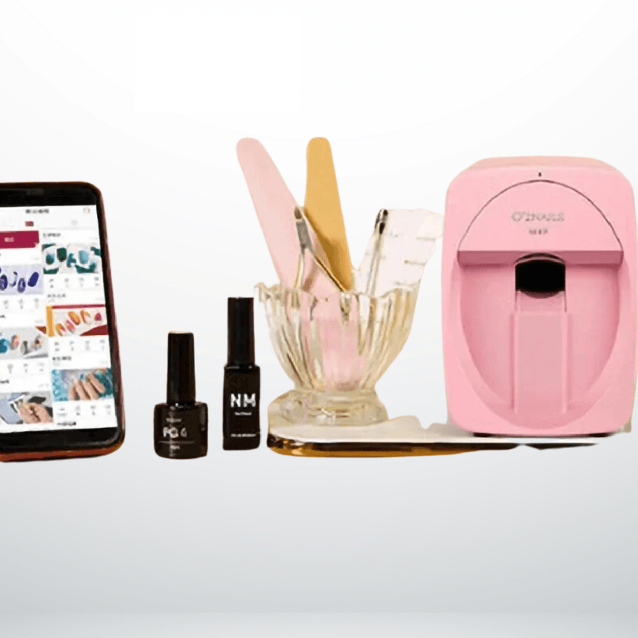 O’2NAILS M1 – appareil rose et accessoires de manucure
