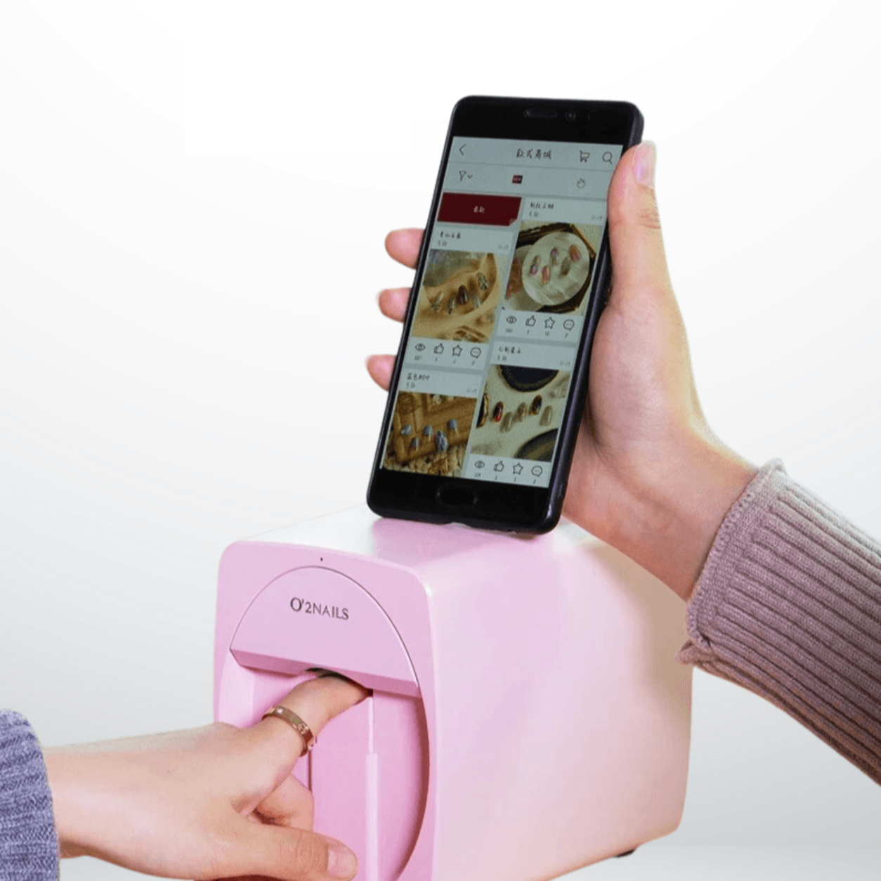 O’2NAILS M1 – application mobile et impression, modèle rose
