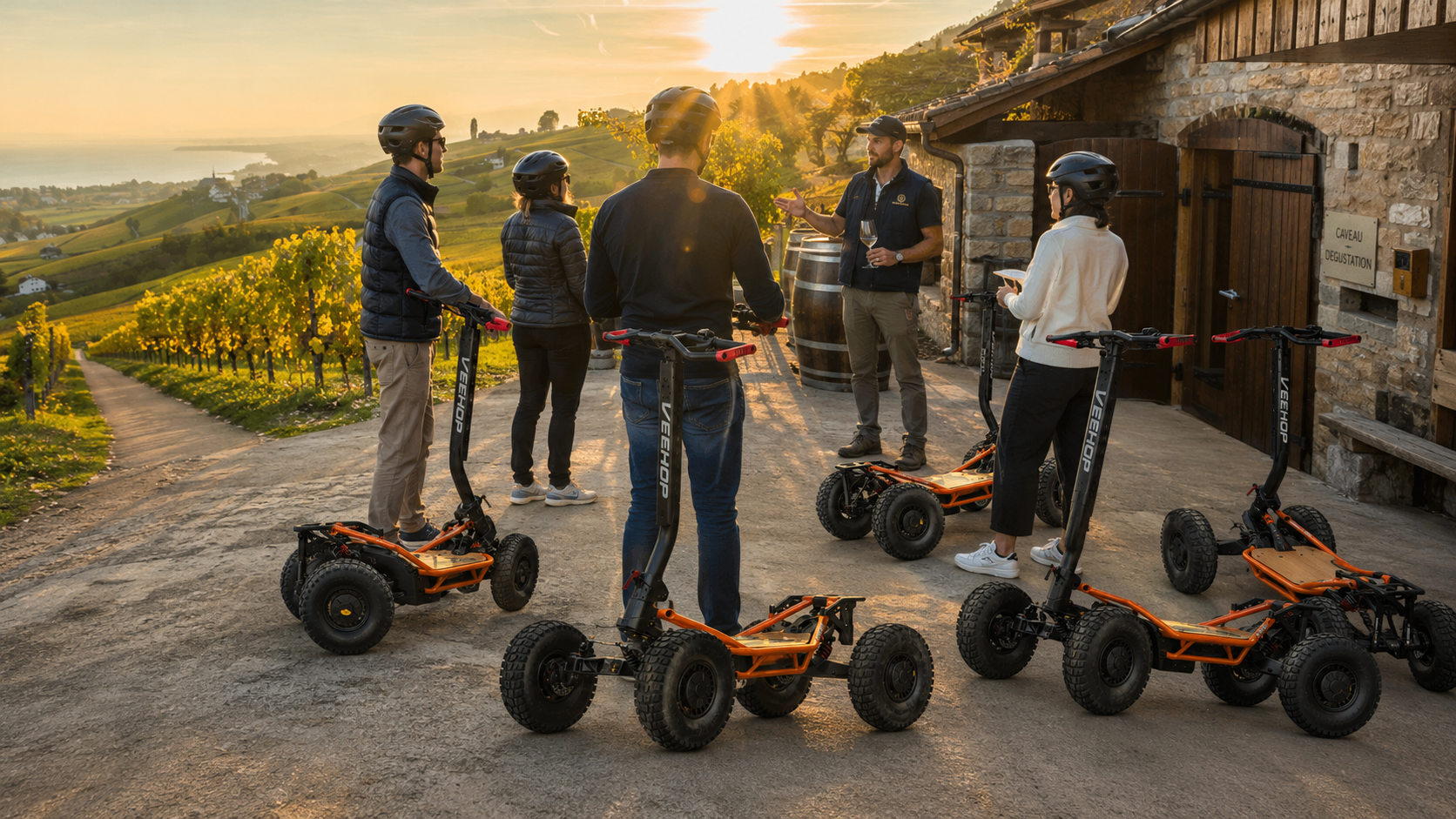 Ride & Wine — moment de dégustation au caveau après la randonnée