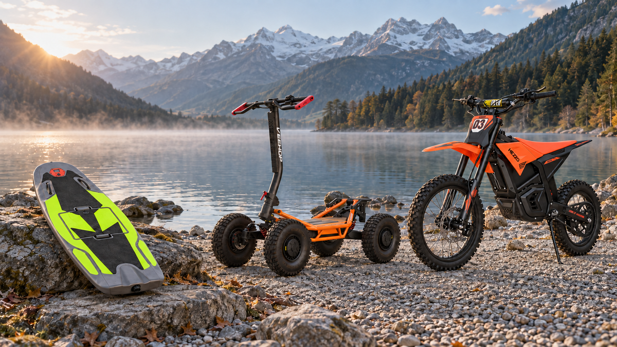 VEE-HOP 4x4, RUSH WAVE RIDER H1 et HEZZO D3 Pro au bord d’un lac alpin