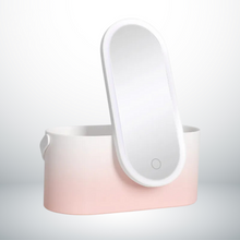 Valise beauté LED rose avec miroir amovible