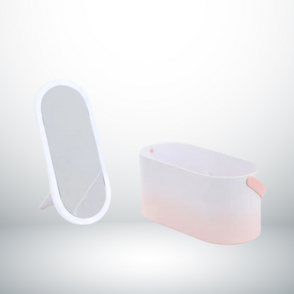 Miroir LED amovible et compartiment de rangement rose