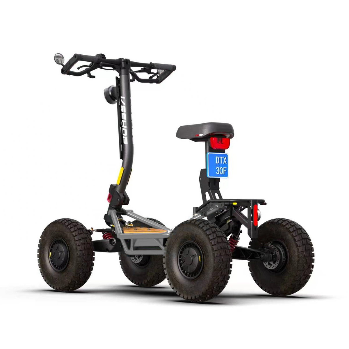 VEE-HOP 4x4 Gris – version homologuée COC avec selle, éclairage, rétroviseurs et clignotants