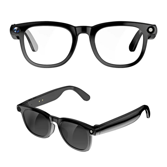 Lunettes intelligentes Vision IA CY01, monture noire avec verres clairs et noirs